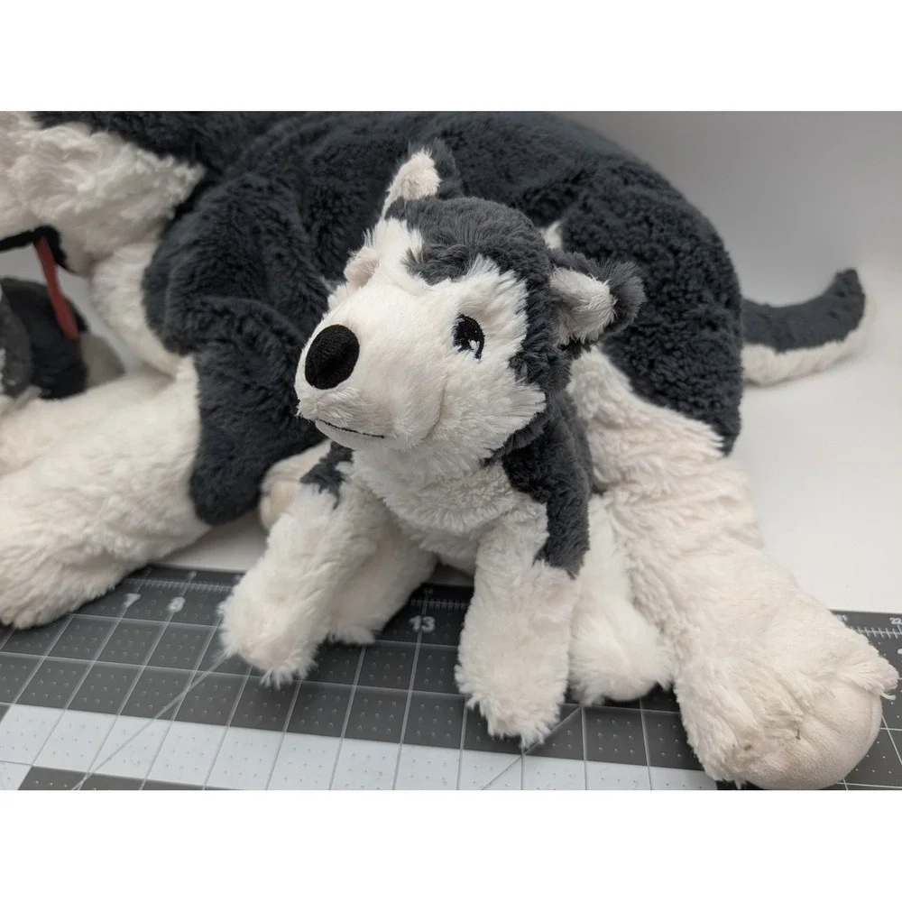 IKEA LIVLIG Husky Plush Dog Lot Grey White Large Small Mom Puppies